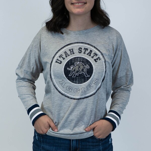 Utah State, Aggie Bull, Aggies, Grey, Women's, Long-Sleeve, T-Shirt